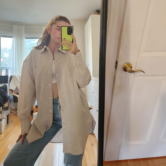 BNWT H&M Linen Cotton Blend Botton Down Shirt, US S - Picture 3 of 12